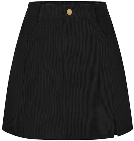 Belle Poque Jupes en velours côtelé taille haute évasées avec poches pour femme