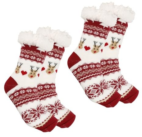 Evadollina calze di Natale, 2 paia calze natalizie, calze morbide donna, calze natalizie donna 36-40, regali di Natale, Christmas (68% acrilico e 32% poliestere)