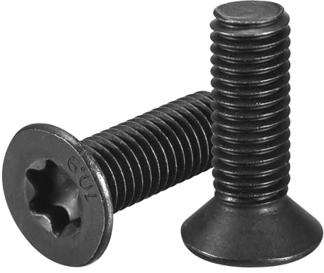 QUARKZMAN Vis â Tête Plate Torx M10-1,5 x 30 mm Filetage Complet 10Pcs | Vis â Tête Plate, Acier Carbone Classe 10,9 Tête Fraisée Torx Antivol, Finition Oxydée Noire