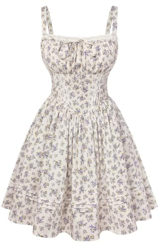 Scarlet Darkness Floral Corset Dress Summer Mini Dresses for Women Teens 2026 Graduation Sundress Purple Floral M