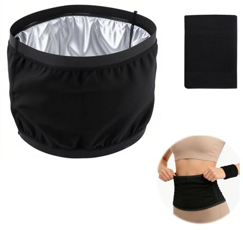 TMZELOA Magbälte Kvinnor Män Magbälte Svettbälte Midja Tränare Fitness Bälte Rockring Bälte Magmuskeltränare Bastu Mage Väg Tränare S/M Neopren Nano Silver Med Handledsband