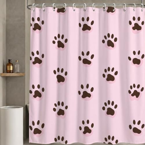Donpeer duschdraperi 200 x 200 cm rosa, duschdraperier tvättbara textilpolyestertyg med 12 öljetter och duschdraperiringar för badkar gardin, vattentätt duschdraperi med vikt nedtill (tass) W-P457