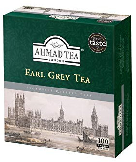 Ahmad Tea - Earl Grey Aromatic Pack of 100 Black Bag Tea 2 g with Ribbon