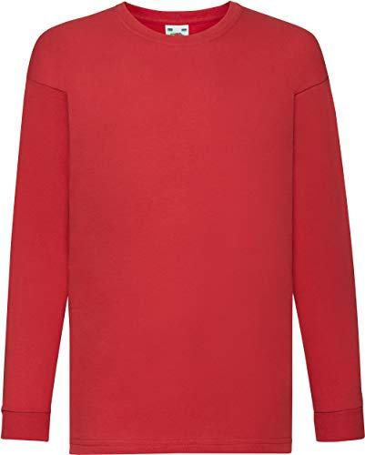 Fruit of the Loom Valueweight Children's Long-Sleeve T-Shirt Choice of Colours - Red - One Size