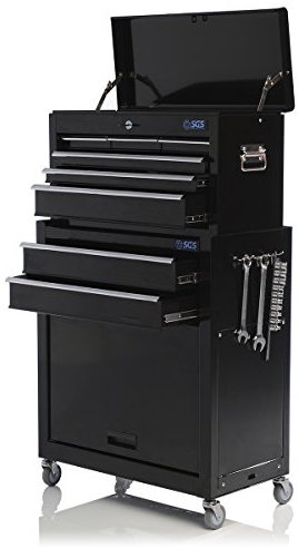 SGS Mechanics Large 8 Drawer Tool Chest & Roller Tool Cabinet, Hooks & Handle
