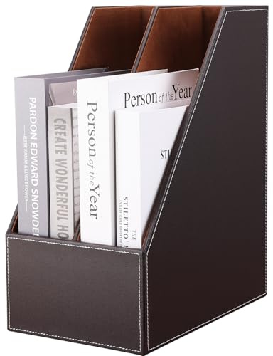KINGFOM Portariviste A4 in pelle (Marrone, 2 Slot)