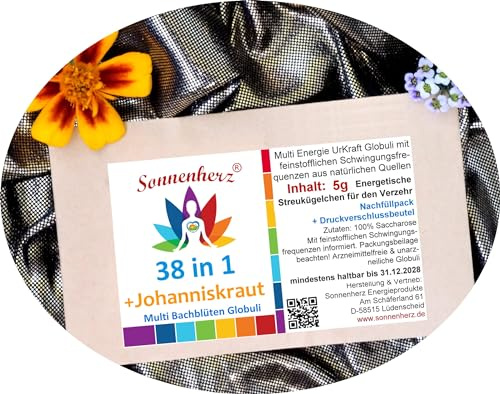 St. John's Wort + All 38 Bach Flower Bioresonance Globules. Harmony through Vibration: Your Multifunctional Natural Remedy for Positive Energy Supply, Vitality and Resilience. In Refill Pack
