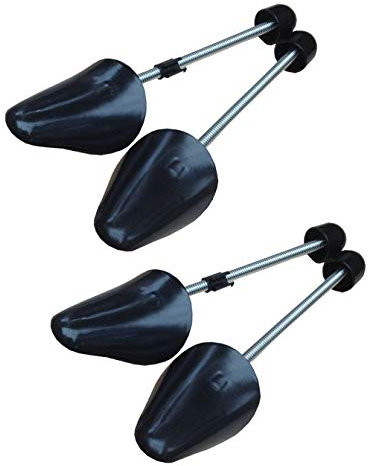 QUUPY Schuhspanner aus Kunststoff, verstellbare Länge, 2 Paar, Spiralfeder (schwarz, Herrengröße)