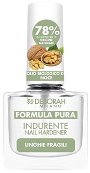 Deborah Milano - Smalto Formula Pura Trattamento Indurente per Unghie che si Spezzano, con Ingredienti Naturali e Olio Biologico di Noce, Dona Forza, Nutrizione e Flessibilità, 8.5 ml