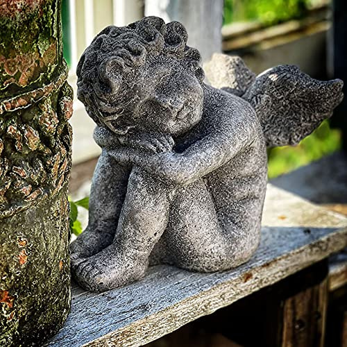 Betong ängel trädgårdsprydnad staty 15 cm minnesängel utomhus cement skyddsänglar shabby skulptur