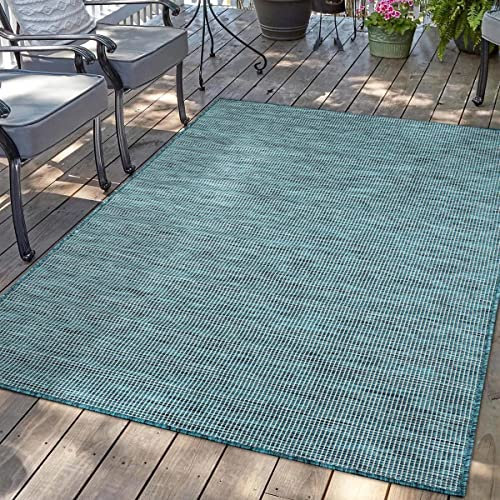 carpet city Utomhusmatta, terrass, väderbeständig – 120 x 170 cm – balkongmatta, blå-grön-turkos-melerad – inomhus- och utomhusmattor för veranda, trädgård, kök, badrum eller vardagsrum