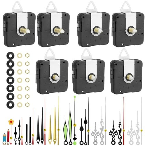 7 Stücke Uhrwerk für Wanduhr: Hoch Drehmoment Uhrwerk Für Wanduhr Mit 10 Satz Zeiger, Stilles Quarzuhrwerk Mechanismus Reparaturwerkzeug, Uhrwerk mit Zeiger, DIY Uhr Ersatzteile (13/15/22mm Welle)