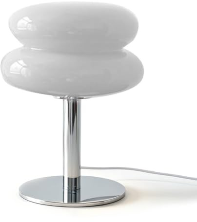 Äggformad tårta bordslampa med mjukt vit ljus, söt glaslykta USB-laddning för flickor, dekorativ nattduksbordslampa för sovrum vardagsrum (vit)