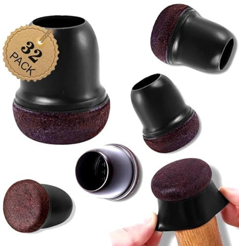 Ezprotekt Silikon-Filzgleiter für Stuhlbeine, Polster für Möbelbeine, Tischbeine, Sofa, kein Lärm, Keine Kratzer, klein, passend für Φ 13-20 mm Stuhlbeinkappen, Schwarz, 32 Stück
