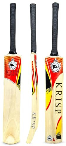 Krisp Sports Cricketschläger aus Kaschmir-Weidenholz, handgefertigt, für Erwachsene, volle Größe, mit Griff, Cricketschläger für weiches Tennisband, Ball, Turnierübungen, Indoor-Outdoor, Cricket-Match