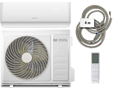BE COOL Premium Split-Klimagerät 18.000 BTU mit Quick Connect – Kühlen: 5100 Watt/Heizen: 5100 Watt, EEK A++ / A+, max. 160 m³, 4m Quick Connector, WiFi, Fernbedienung, Premium-Funktionen – weiß