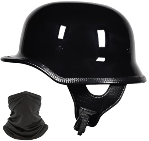 CZSBXBHD German Style Vintage Motorcycle Half Helmet ECE Certified Men Women Open Face Helmet Motorbike Half Helmet with Adjustable Quick Release Buckle for Cruiser Chopper Scooter,C,L 59~60CM