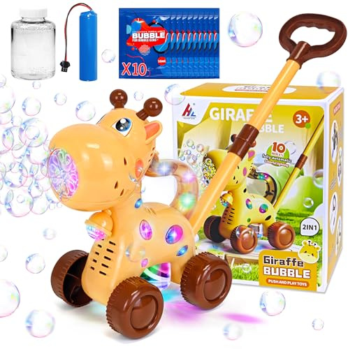 Goenb Bubble Lawn Mower Machine, Bubble Maker Toy Rechargeable Automatic Bubbles Machine with 10 Bags Bubble Solution for Kids Girls Boys for Outdoor Garden Birthday