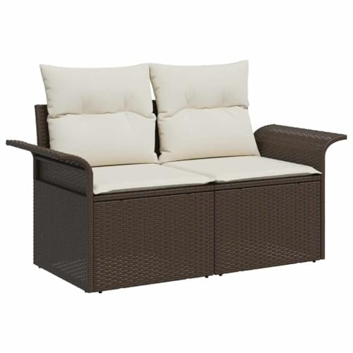 vidaXL Trädgårdsoffa med kudde Brun 141 x 62 x 69cm konstrotting