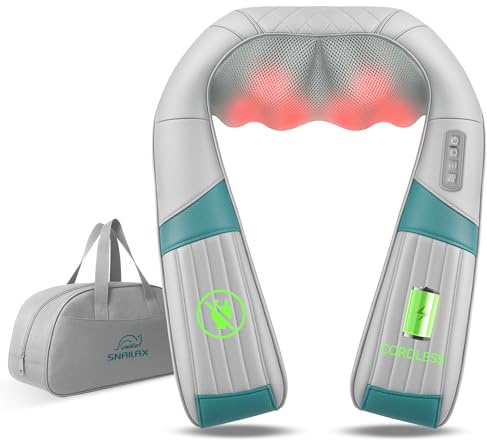 Masajeador cervicale inalámbrico con calor, Shiatsu masajeador recargable para cuello y espalda, Almohada 4D para masaje de hombros, Bolsa de transporte portátil, regalos para mamá y papá