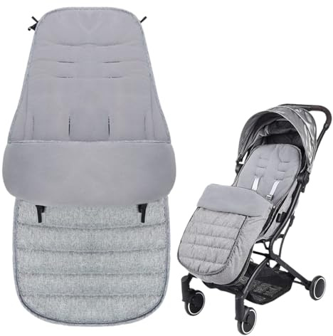 Saco para cochecito de invierno Gobesty para bebé, saco de invierno para cochecito de bebé con doble cremallera, saco de invierno para bebé, saco universal para bebés de 0 a 4 años (gris)