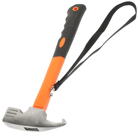 Gatuida Martillo para Estacas de Tienda Multifuncional con Mango Ergonómico para Camping y Excursiones Herramienta Portátil para Clavar y Extraer Piquetas Color Naranja