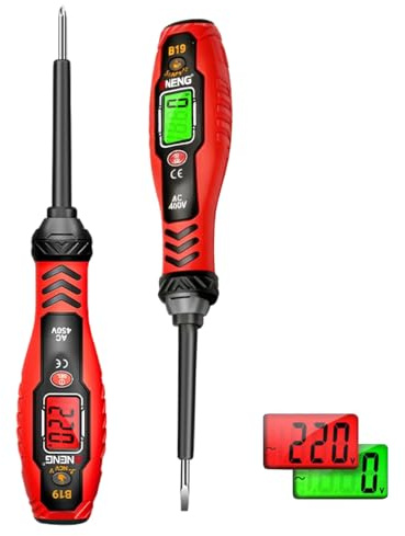 Tester di tensione con cacciavite, strumento di prova elettrico, tester di tensione intelligente senza contatto, doppio intervallo AC 11 V/30 V – 1000 V, tester elettrico di fase/neutro