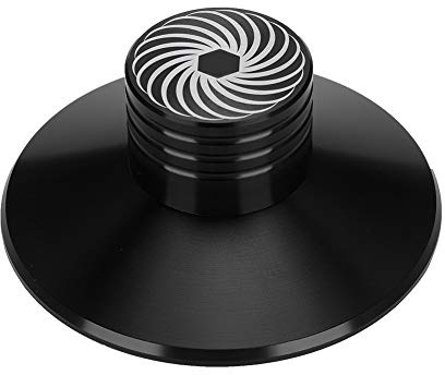 Ausla Skivklämma, Skivspelare i Aluminium för Förbättrad Ljudkvalitet, Mikrofiberdyna, 79 Mm Diameter, Idealisk för Audiofiler och Vinylsamlare (Svart)