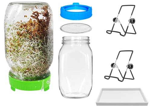 Genérico Kit De Tarro para Germinar - Juego De Germinador De Semillas De Acero Inoxidable | Cuarto De Ancha, Y Soportes para Brotes De Cocina, Juego De Germinadores De Semillas, Tarro De Masón De