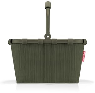 reisenthel Carrybag XS Cord Dark Matcha – Cesta de la Compra Estable con práctico Bolsillo Interior – Diseño Elegante e Impermeable