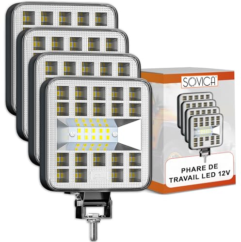 48 W 8,4 cm LED-Arbetslampa – Hög Effekt och Bred Stråle för Maximal Synlighet – Perfekt för Nattmanövrering och Jordbruksarbete – för Traktorer, 4x4 och Tunga Maskiner – 4 st