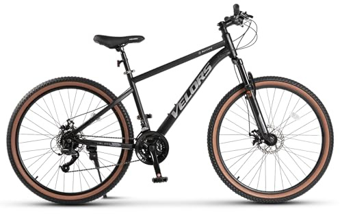 kozamas Mountain bike da 27,5 pollici, per adulti, 160 – 175 cm, cambio a 21 marce e freni a disco, MTB Hardtail con forcella ammortizzata da 100 mm, 85% premontato, nero/grigio