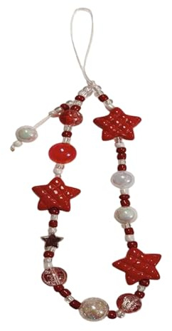 Oxxggkao Cadena de teléfono con cuentas de estrella de PVC con colgante para teléfono celular, pulseras de cuerda para teléfono celular, llavero de moda para mujer, joyería para teléfono