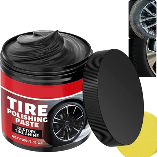 Pâte à polir les pneus, kit de réparation anti-rayures pour pneus de roue automatique, la cire de revêtement de voiture restaure une brillance noire profonde (1 pièces)