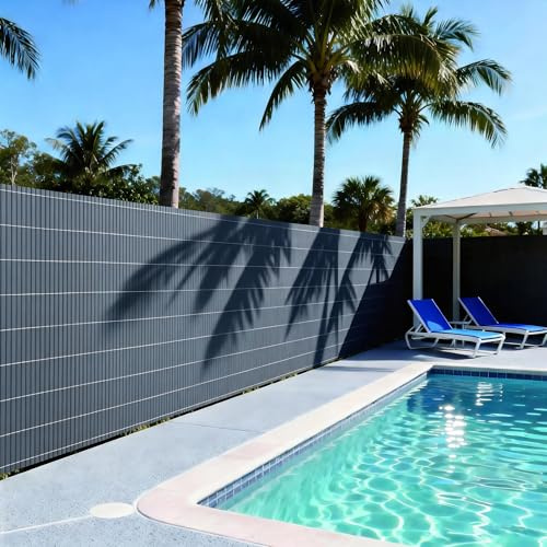 casa.pro Tappeto Frangivista in PVC Schermatura Privacy per Recinzione Balcone Giardino Frangivento Protezione Sole Pioggia Lamelle da 19 mm a Rotolo 150 x 400 cm - Antracite