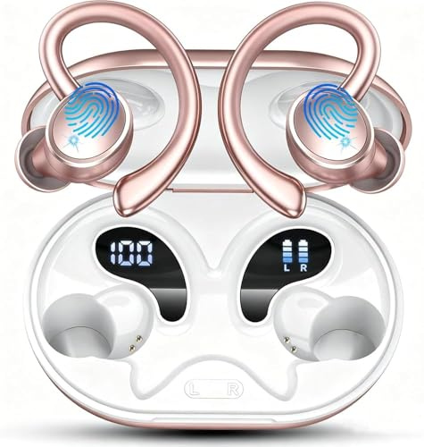 2026 Cuffie Bluetooth 5.4 Sport, 50 Ore Cuffie In Ear Cancellazione Rumore ENC e 4 HD Mics, Auricolari Bluetooth con 6D Bass Stereo, HiFi Cuffiette LED Display, IP7 Impermeabile Cuffie Senza Fili