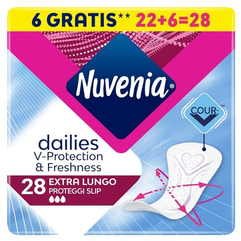 Nuvenia - Proteggi Slip, Extra Lungo Uso Quotidiano, Controllo degli Odori - 28 Pezzi