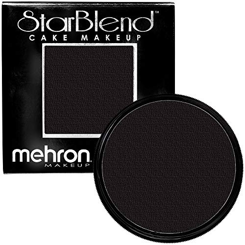 Mehron StarBlend Cake Make-up | Nass- oder Trockenanwendung | Gepresstes Puder für Gesicht | Puderfoundation | Körper- und Gesichtsfarbe (56 g) (Black)
