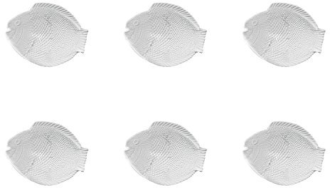 Pasabahce 6 x Fischteller/Fischservierplatte Glas Größe 26x21cm