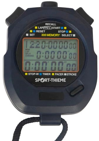 Sport-Thieme Stoppuhr Digital für Schwimmen, Rudern, Wassersport, Leichtathletik | Wasserdicht, Schlagfrequenz, Taktgeber, Countdown, 300 Speicherplätze, Stoßfest | 82x62x23 mm | 94 g