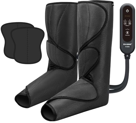 FIT KING Leg Massager for Circulation and Pain Relief, Air Compression Leg and Foot Massager to Relieve Pain Swelling Edema with 2 Size Extensions- Great Gift for Wife Mom and Friend