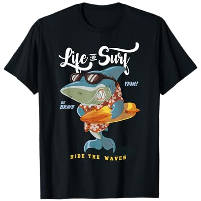 Stile retrò Hipster squalo Estivo Durante Surf squalo surfistico Maglietta