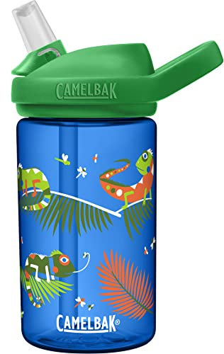 CamelBak eddy+ Kids Water Bottle with Tritan Renew - Straw Top, Leak Proof When Closed, Iguanas 14 Oz