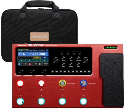 VALETON Pédale d'effet guitare basse Multi-effets Processeur Amp Modélisation IR Cabinets Simulation avec FX Loop MIDI I/O Expression Pédale stéréo OTG USB GP-200R + Bag