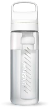 LifeStraw Go Series – BPA-Free Water Filter Bottle for Travel and Everyday use removes Bacteria, parasites and microplastics, Improves Taste, 22oz; Clear