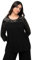 Ulla Popken Damen Shirtbluse mit Paillettenbesatz Bluse, schwarz, 50-52
