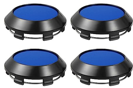X AUTOHAUX Tapacubos centrales para rueda de coche, 70 mm de diámetro, color negro y azul brillante, 4 unidades