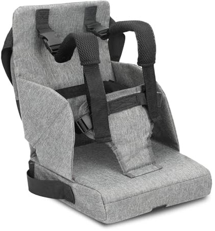 ALLONWAY Sitzerhöhung Stuhl Kind, Sitzerhöhung mit Schultergurten und Rückenlehnen, Sitzkissen Kinder Waschbar Tragbare, Sitzerhöhung Stuhl für Reisen (Grau)