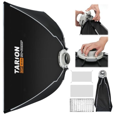 TARION Softbox Montaje Rápido Bowens - 60x90cm Caja de luz Plegable Rectangular para iluminación fotográfica de Estudio con Montura Bowens SQ-6090F SOFTBEAM