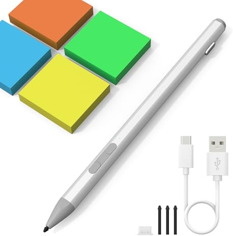 Surface Pen für Surface Pro 12/11AI+PC/11/10/X/9/8/7/7+/6/5/4/3, Surface Book/Laptop/Go/Studio Stift mit Palm Rejection,4096 Druckempfindlichkeit,Magnetisch,4 Spitzen,30min schnelles Aufladen